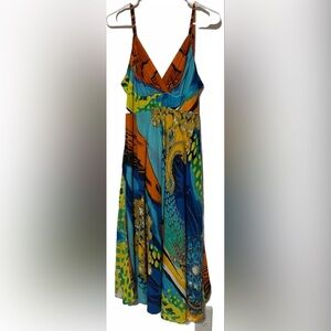 Jams World Dress Medium Alize Empire Waist Sundress Multicolor Spaghetti Strap